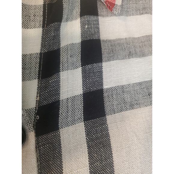 Beige Black RedCheck Dress Sz 4/6 Sz S sleevless w/pockets linen rayon buttons - Picture 4 of 8